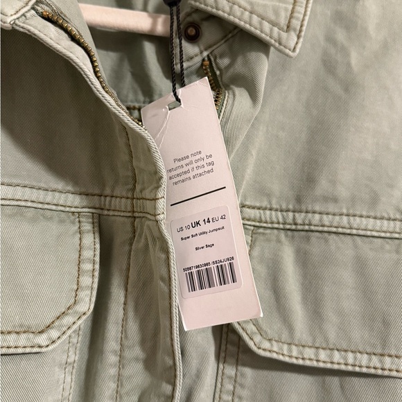 NWT Me + Em super soft utility jumpsuit sage green organic cotton size 10 - Picture 10 of 12